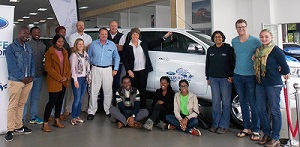 Professor Colleen Downs and her research team with Ford Wildlife Foundation representatives at the research vehicle handover